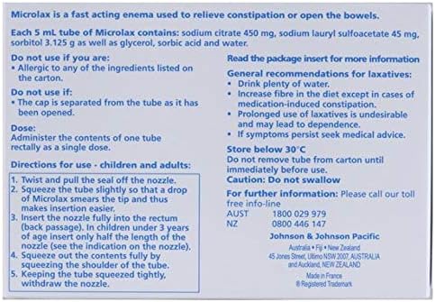 Microlax enema Gentle relief of constipation 12 X 5 mL