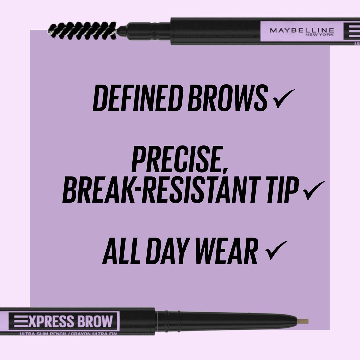 Maybelline Express Brow Ultra Slim Eyebrow Makeup Medium Brown 2-Pack